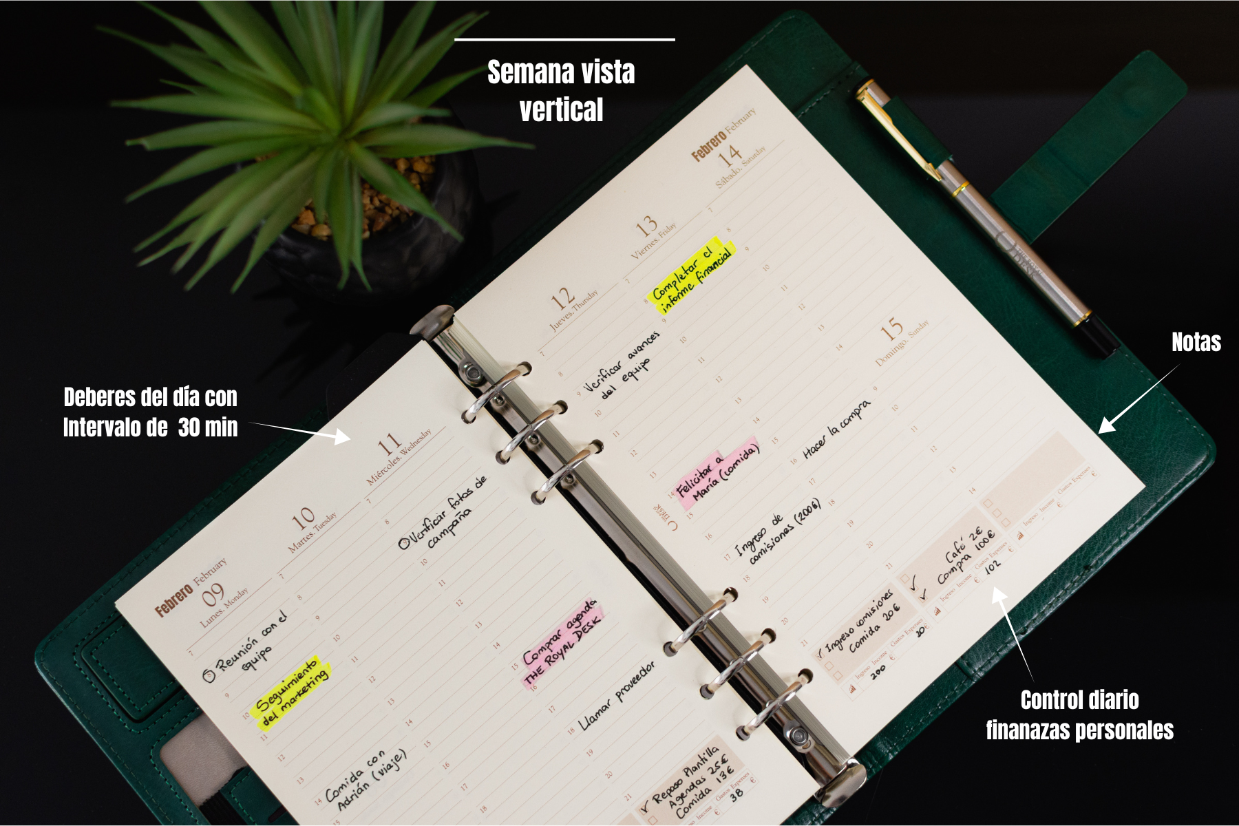 BRUNNEN Agenda De Libro Modelo 796 (2025), 2 Páginas = 1 Semana, A5, 128 Páginas, Cartón Natural, Cáñamo