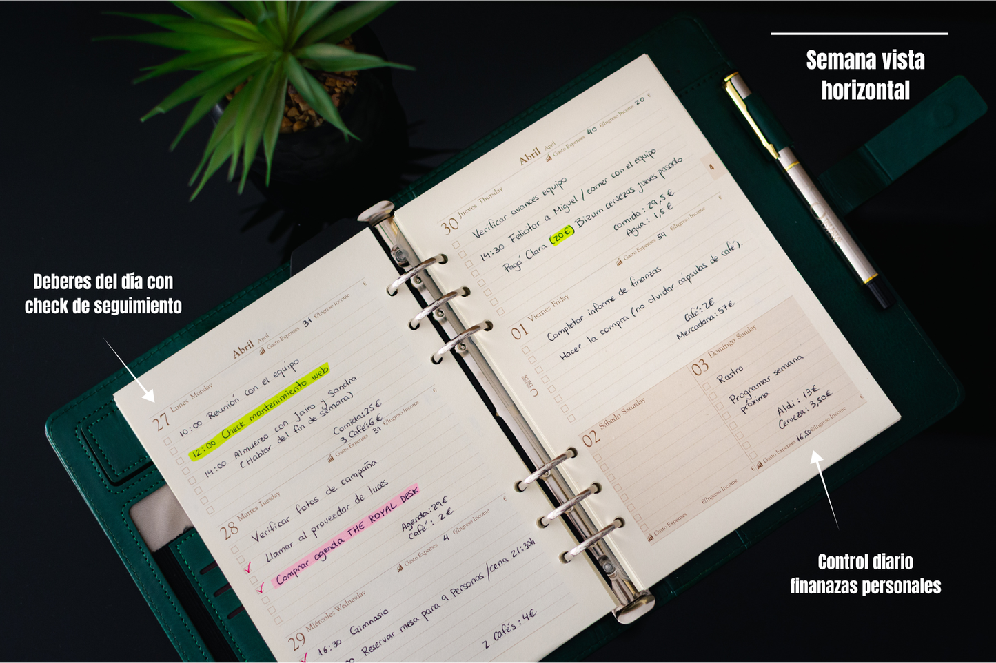 MONTBLANC A5 Horizontal | Agenda ejecutiva semana vista (6 anillas)