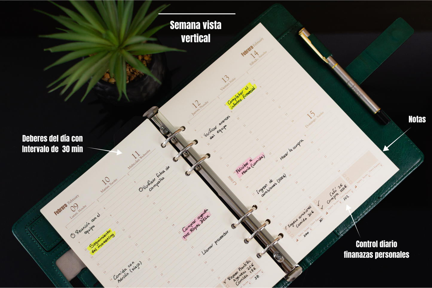 MONTBLANC A5 Vertical | Agenda ejecutiva semana vista (6 anillas)